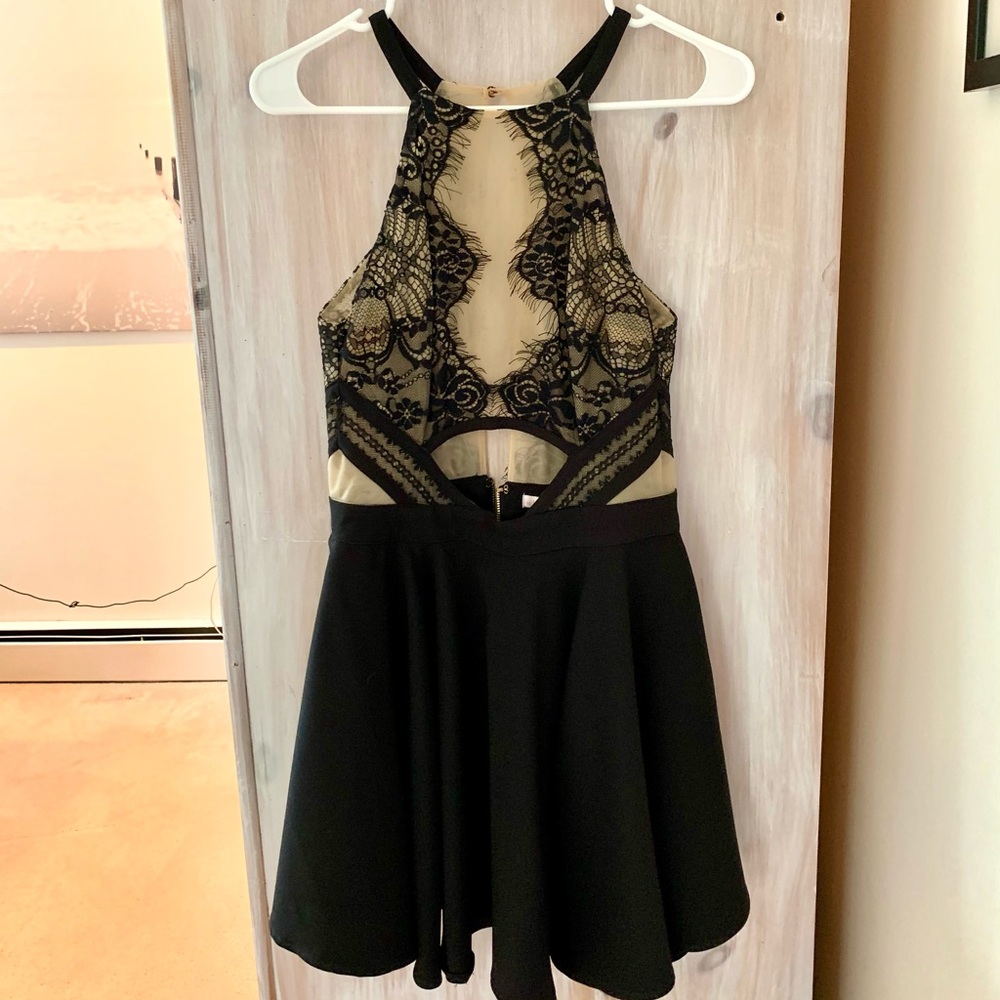 Black Lace Cut Out Dress